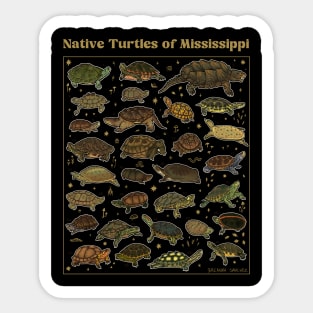 Native Turtles of Mississippi - Gold Text Sticker